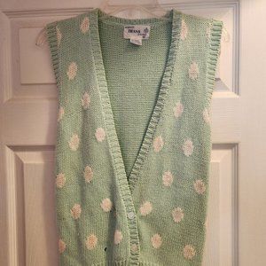 Deans of Scotland Crossover Button Up Sweater Vest Green Medium VINTAGE